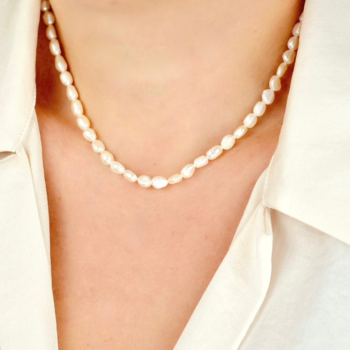 "Margo" - Freshwater Rice Shape Pearl Necklace