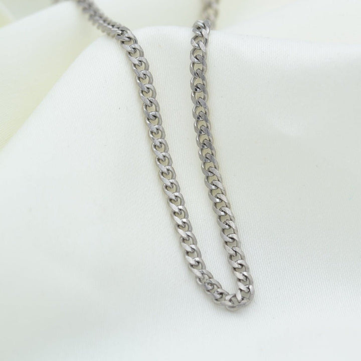 Stainless Steel Cuban Chain - Silver Finish Necklace