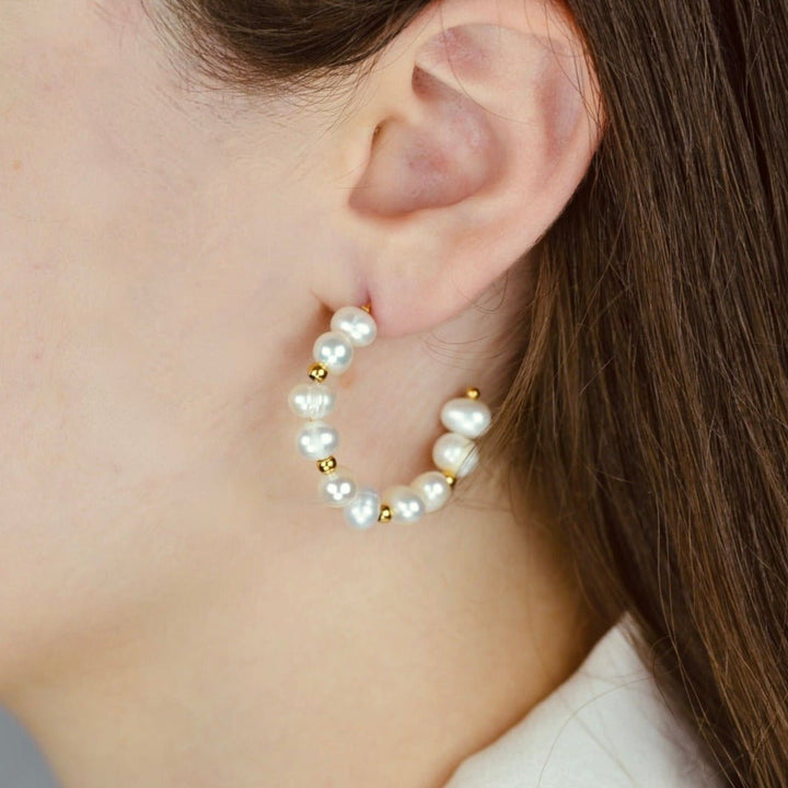 "Delia " - Natural Pearls Beads Earrings - Aella Design Jewelry