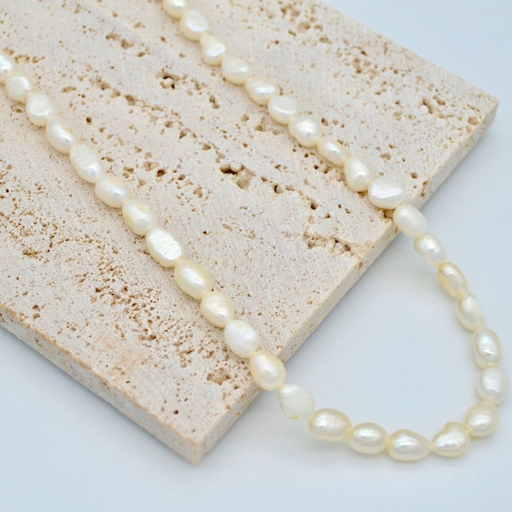 "Margo" - Freshwater Rice Shape Pearl Necklace - Aella Design Jewelry