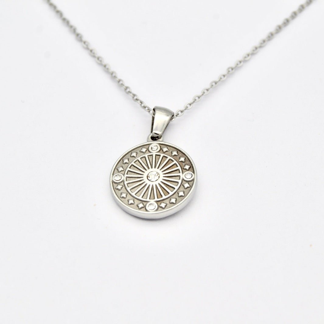 "Nike" - Coin Pendant with Zircon - Aella Design Jewelry
