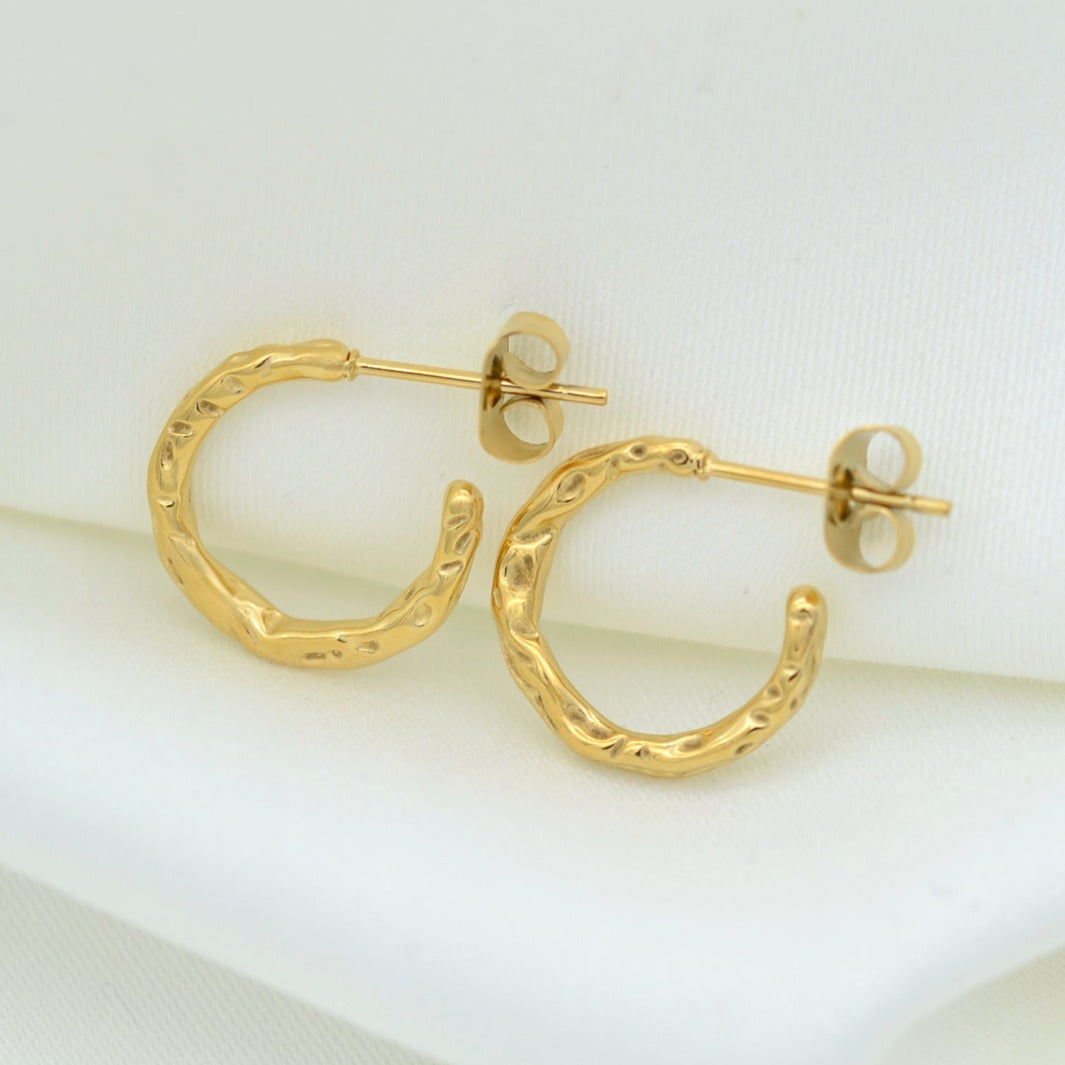 Hammered Texture Hoop Earring