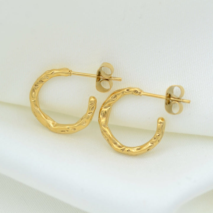 Hammered Texture Hoop Earring