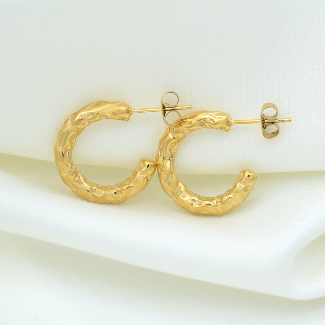 Hammered Texture Hoop Earring
