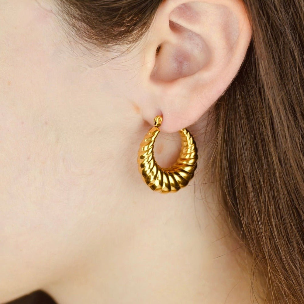 "Amphinome " - Round Croissant Hoop Earrings - Aella Design Jewelry