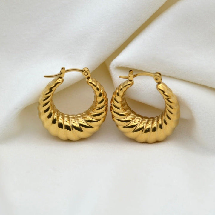 "Amphinome " - Round Croissant Hoop Earrings - Aella Design Jewelry