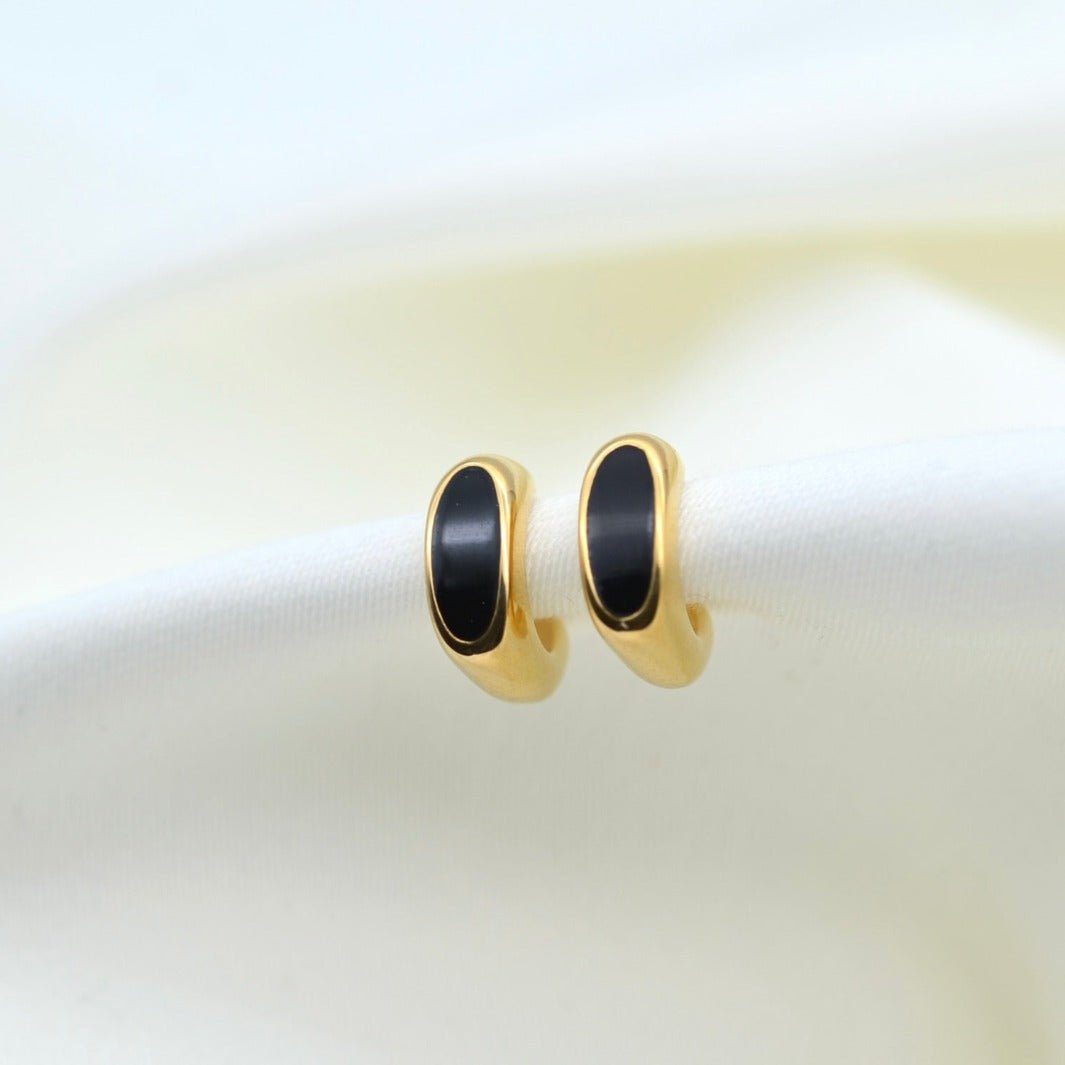 Gold Enamel Stud Earrings