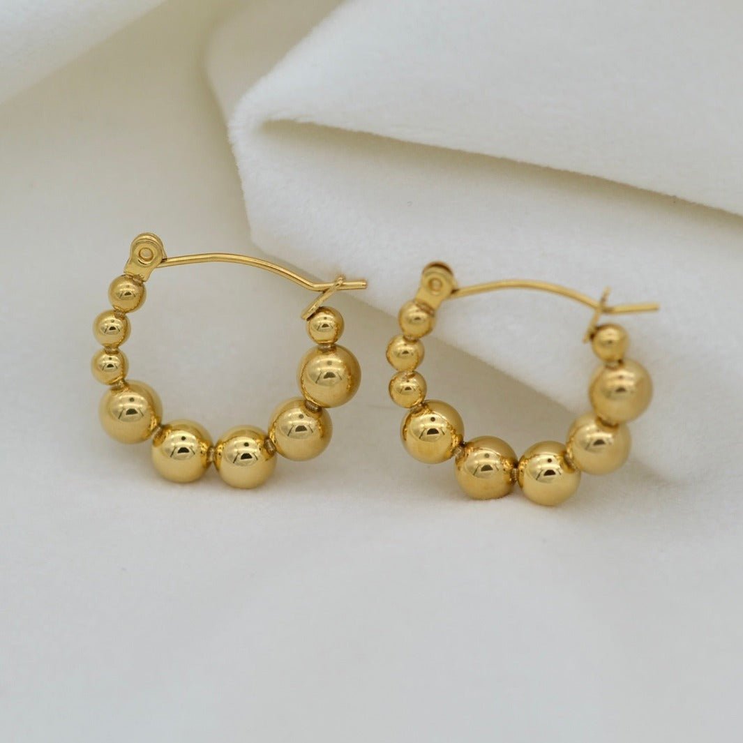 Gold Beaded Hoop Earrings