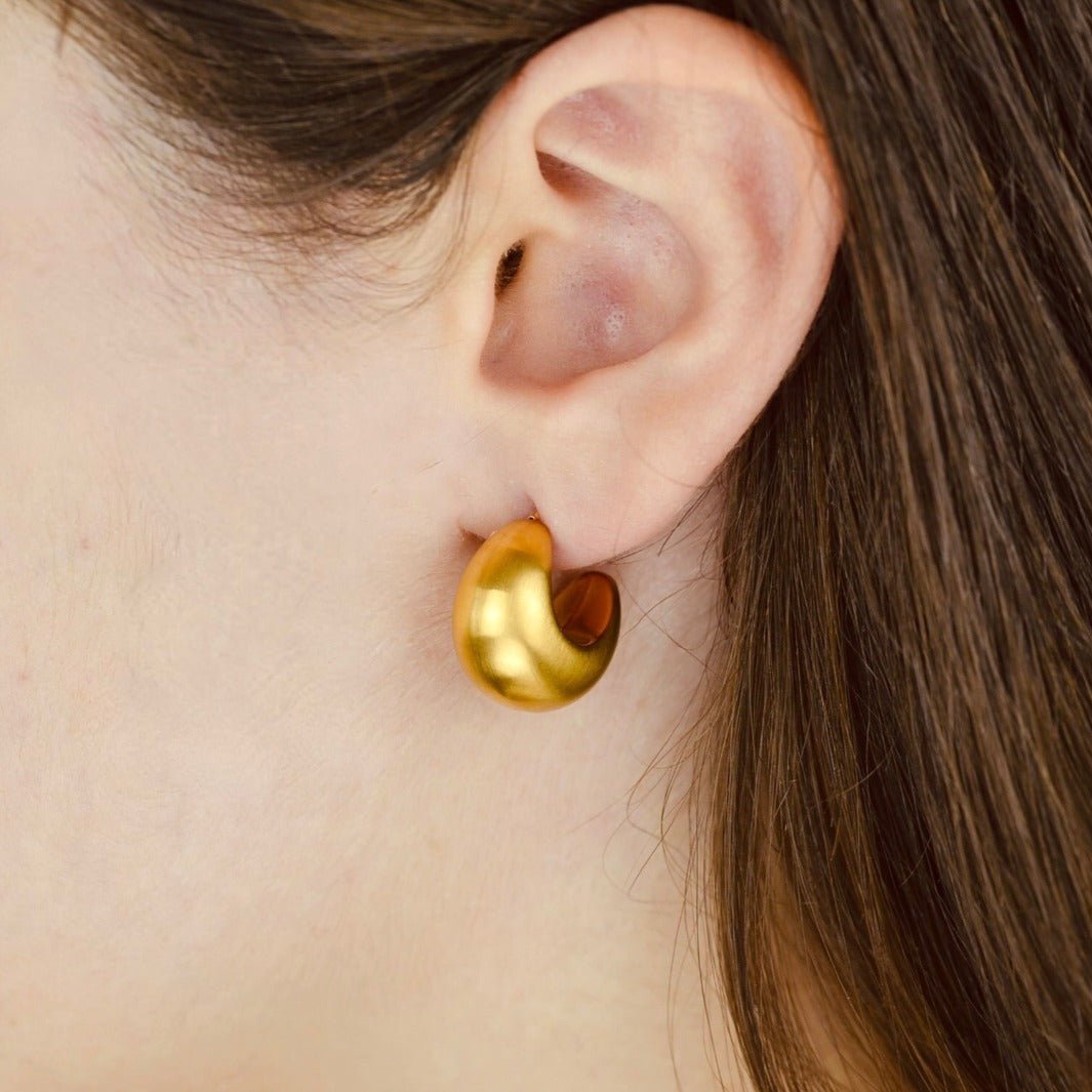 "Atlantida" - Minimalist Matte Gold Chubby Earrings - Aella Design Jewelry