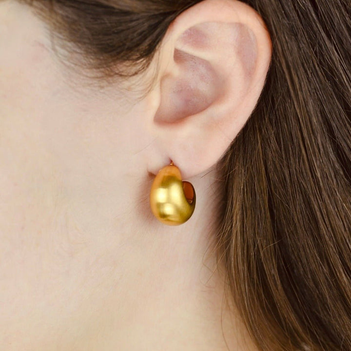 "Atlantida" - Minimalist Matte Gold Chubby Earrings - Aella Design Jewelry