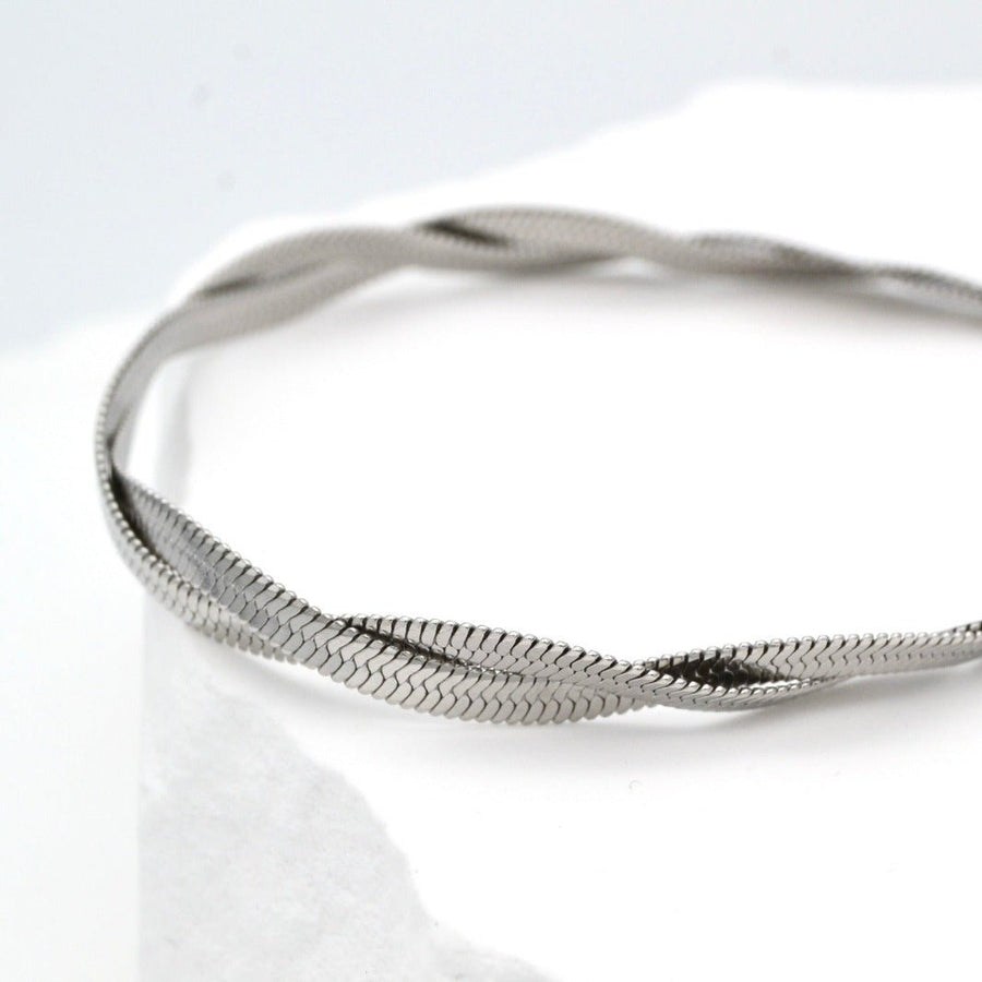 "Attis" - Twisted Snake Chain Choker Necklace - Chain - Necklace - Silver Finish