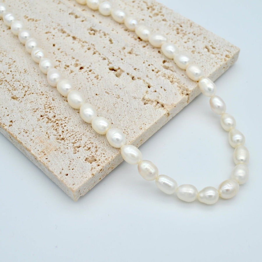 "Aurelia" - Freshwater Oval Pearls Necklace - Aella Design Jewelry