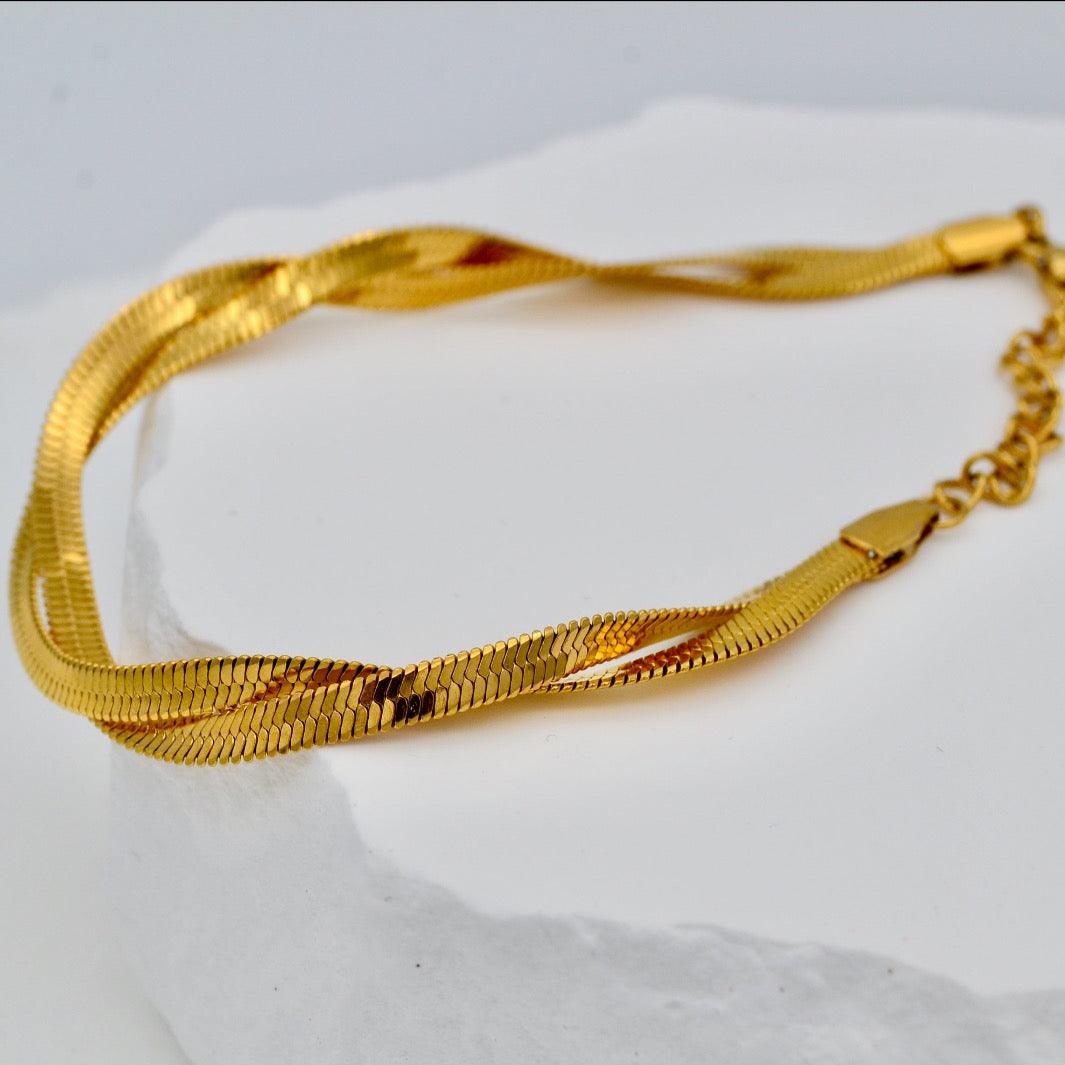 "Calla" - Twisted Herringbone Bracelet - Aella Design Jewelry