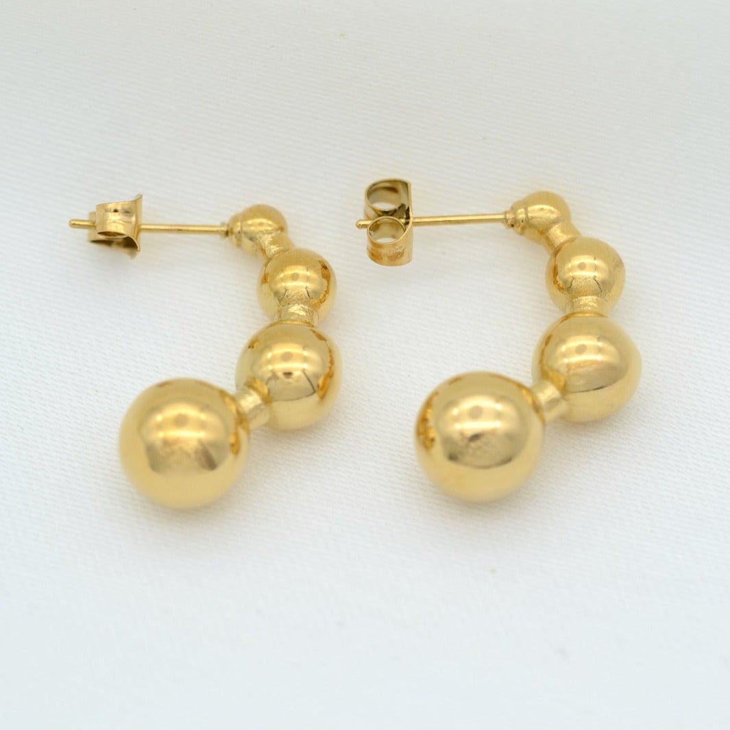 "Coronis" - Gold Beaded Design Earrings - Aella Design Jewelry