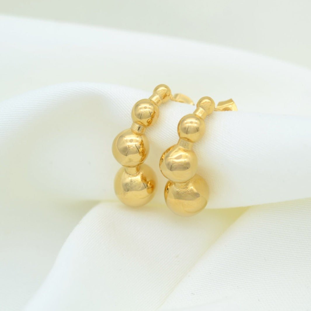 "Coronis" - Gold Beaded Design Earrings - Aella Design Jewelry