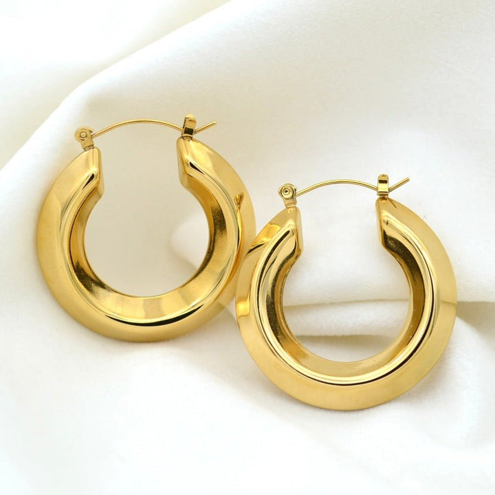 "Cyprian " - Hoop Earrings - 18K Gold Plated Stainless Steel - Aella Design Jewelry