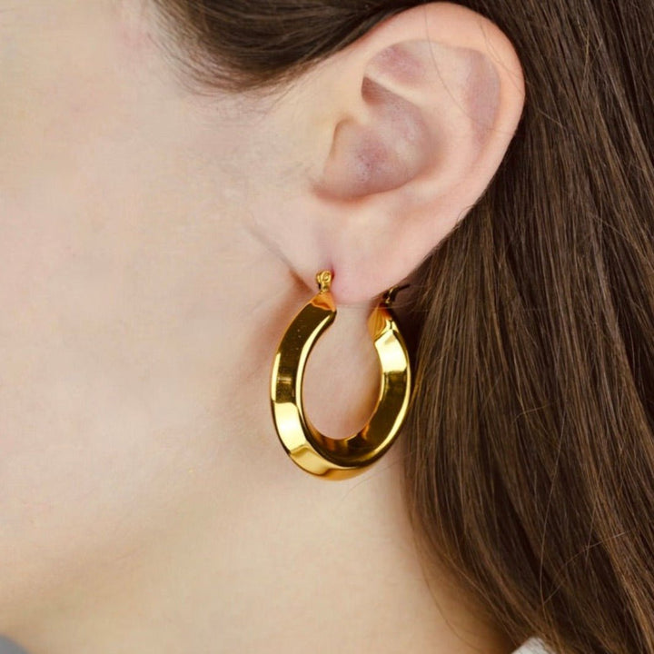 "Cyprian " - Hoop Earrings - 18K Gold Plated Stainless Steel - Aella Design Jewelry