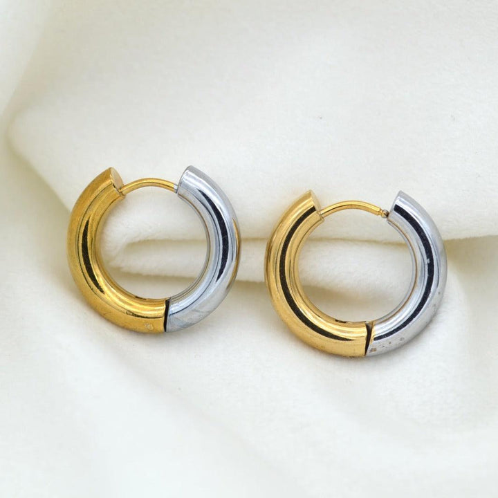 "Deianira" - Gold-Silver Hoop Earrings - Aella Design Jewelry