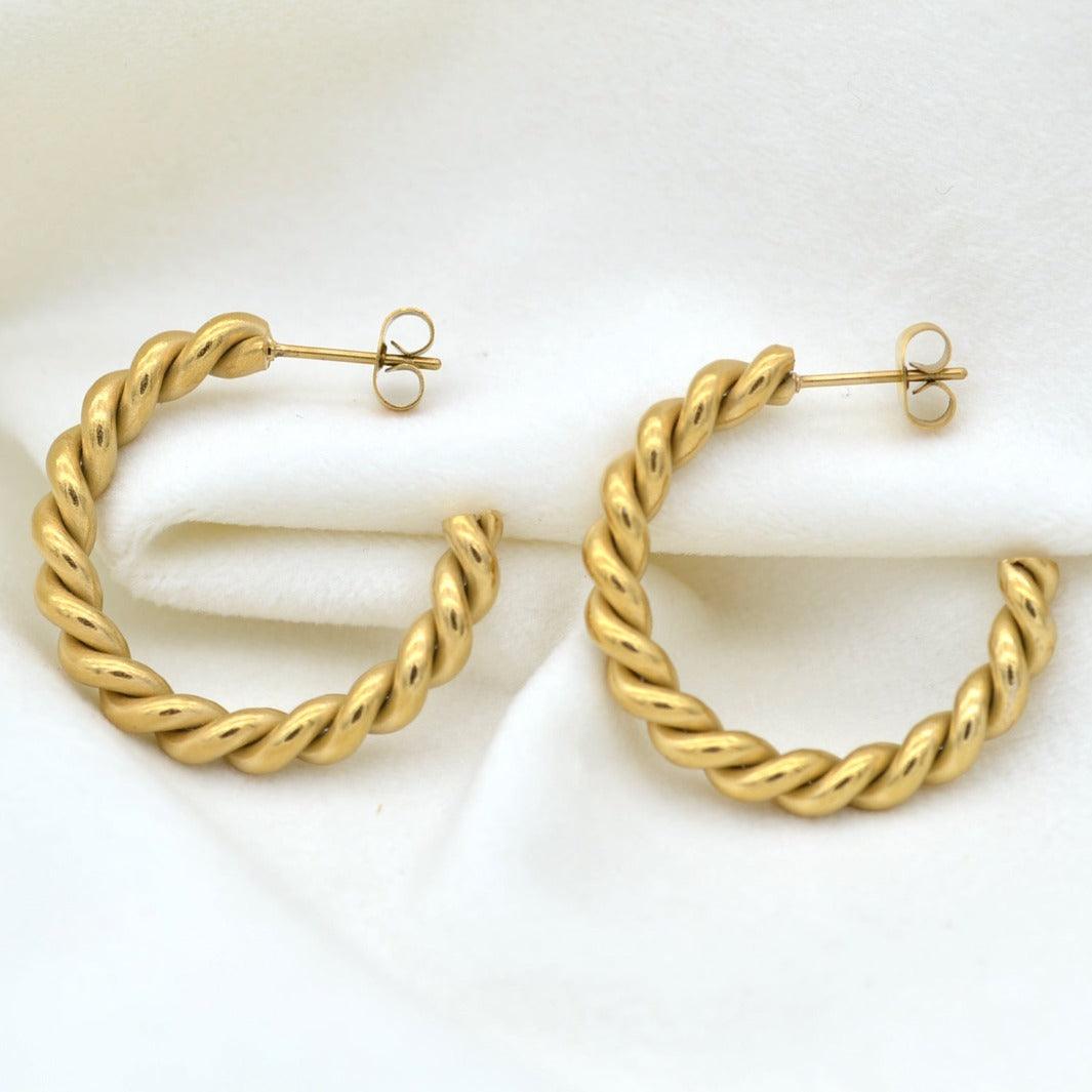 "Doris" - Twisted Hoop Earrings - Aella Design Jewelry