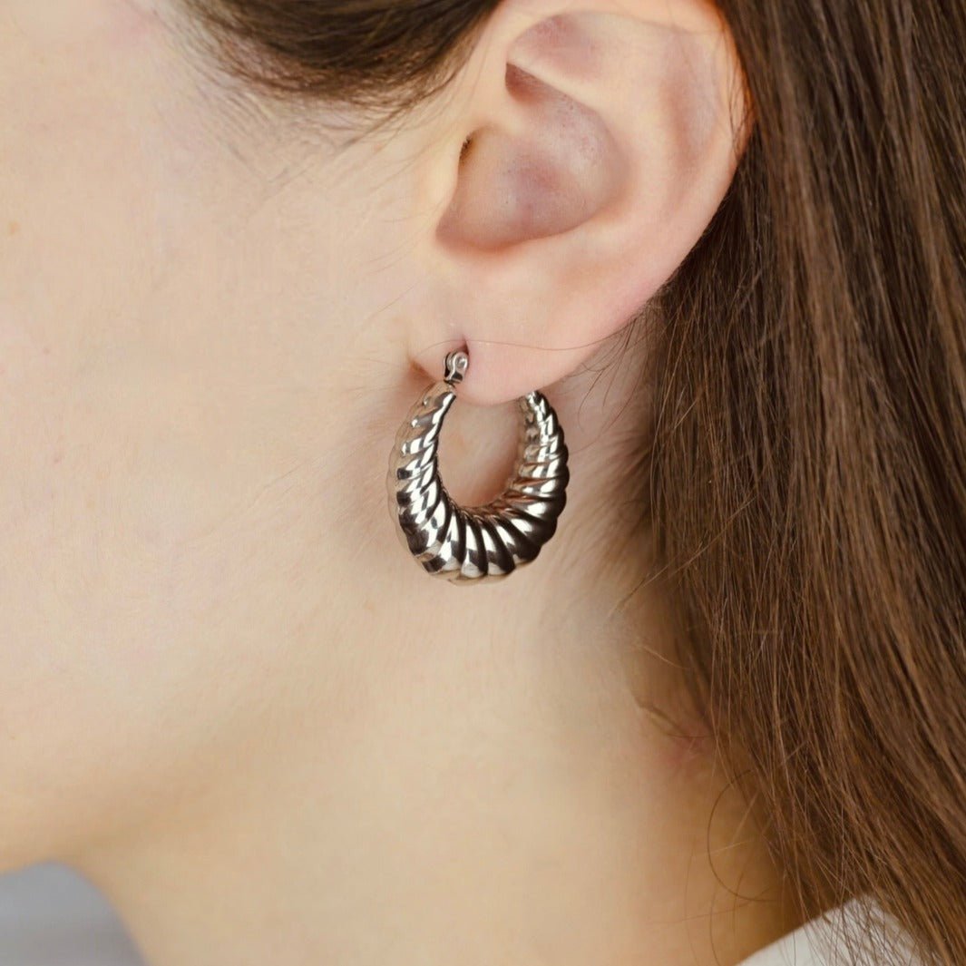 "Eucrante" - Round Croissant Hoop Earrings - Aella Design Jewelry