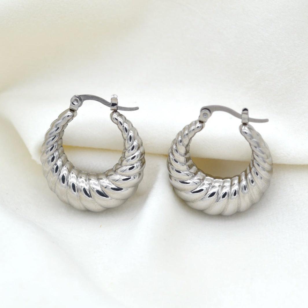 "Eucrante" - Round Croissant Hoop Earrings - Aella Design Jewelry