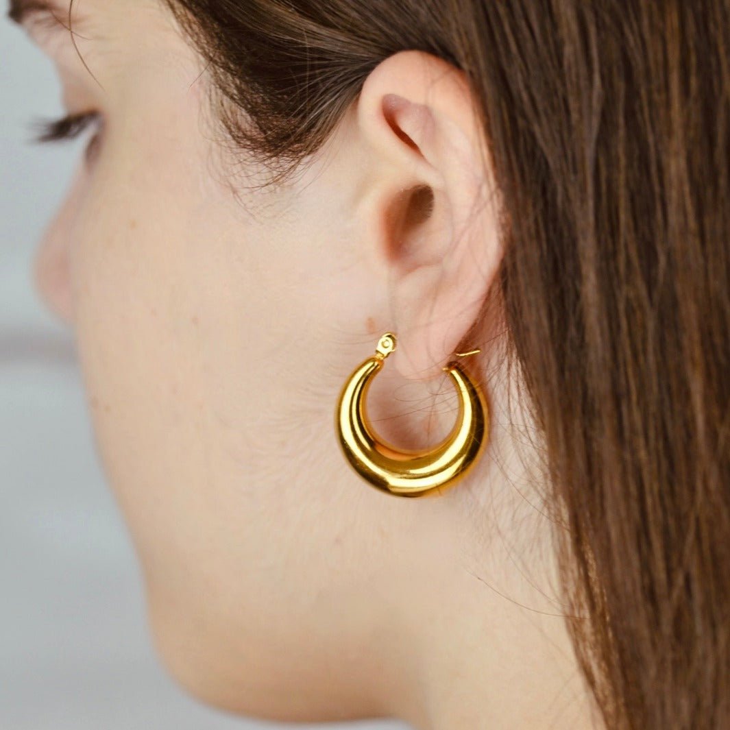 "Eunoe" - Chunky Hoop Earrings 25mm - Aella Design Jewelry