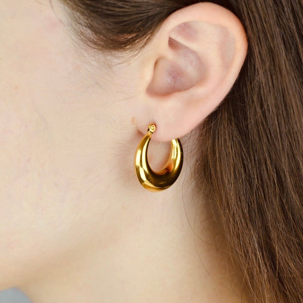 "Eunoe" - Chunky Hoop Earrings 25mm - Aella Design Jewelry