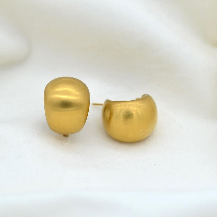 "Helida" - Minimalist Matte Gold Chunky Hoop Earrings Set - Aella Design Jewelry