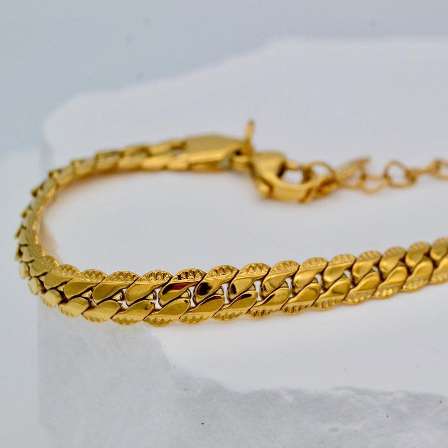 "Iris" - Engraved Cuban Chain Bracelet - Aella Design Jewelry