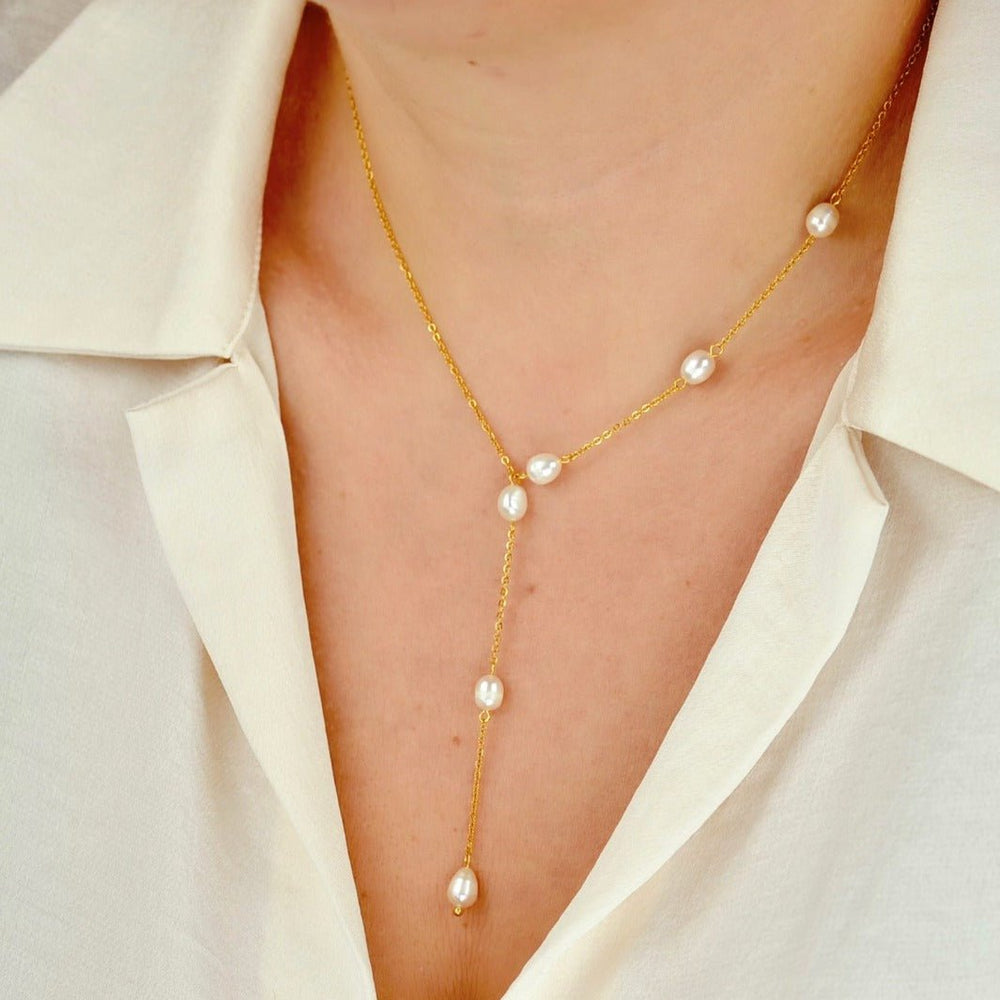 "Iro" - Pearl Tassel Necklace - Aella Design Jewelry