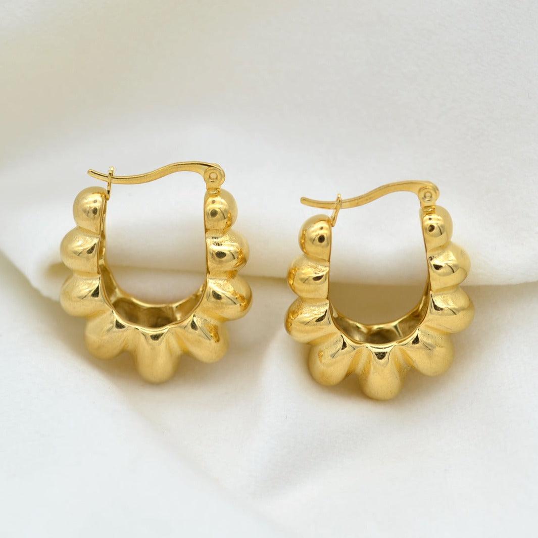 "Kalaia" - Geometric Hoop Huggie Earrings - Aella Design Jewelry