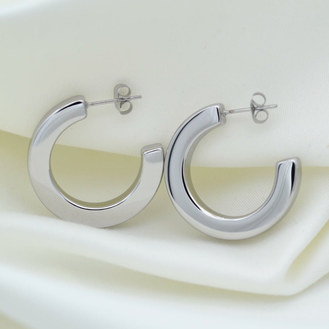 "Leda " - Geometric Hollow Statement Earrings Stainless Steel - Aella Design Jewelry