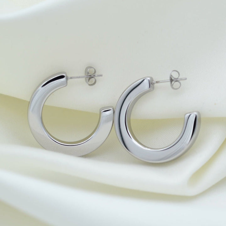 "Leda " - Geometric Hollow Statement Earrings Stainless Steel - Aella Design Jewelry