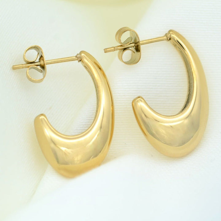 "Peitho" - Minimalist Hollow J Shape Earring - Aella Design Jewelry