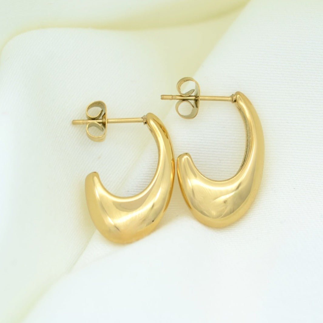 "Peitho" - Minimalist Hollow J Shape Earring - Aella Design Jewelry