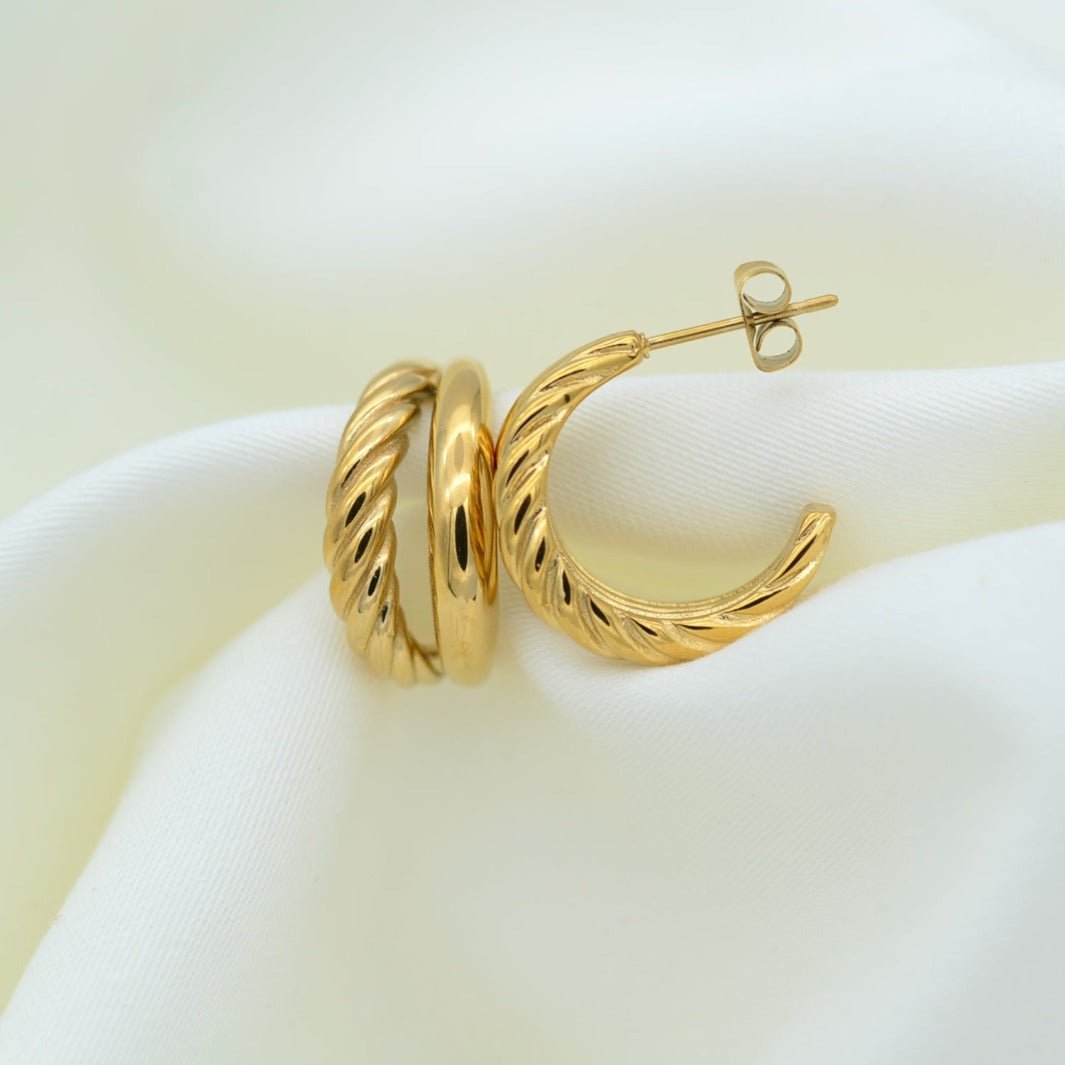 "Phoebe"- Vintage Double Layer Twisted Earring - Aella Design Jewelry