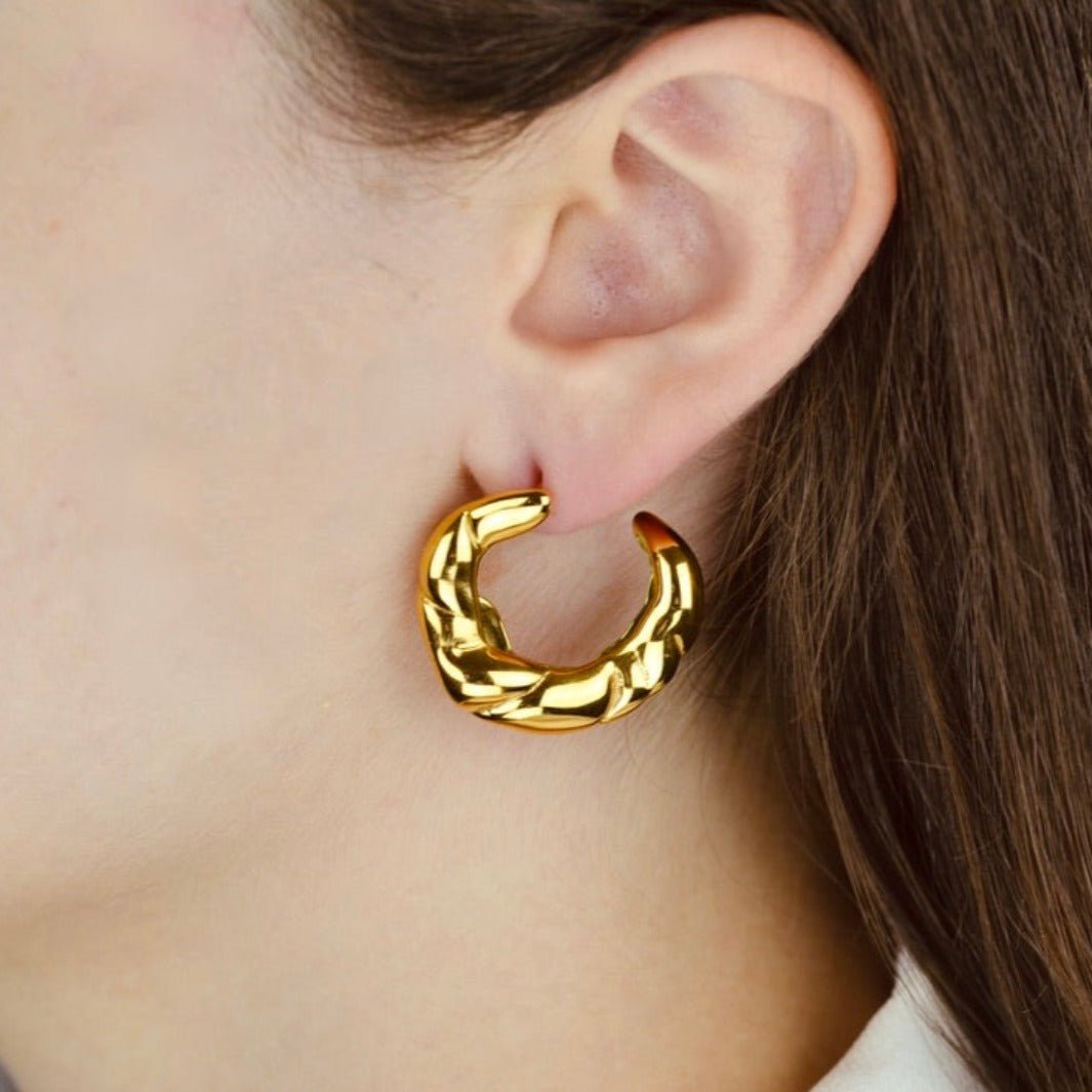 "Samothraki" - Minimalist Geometric Hoop Earrings - Aella Design Jewelry