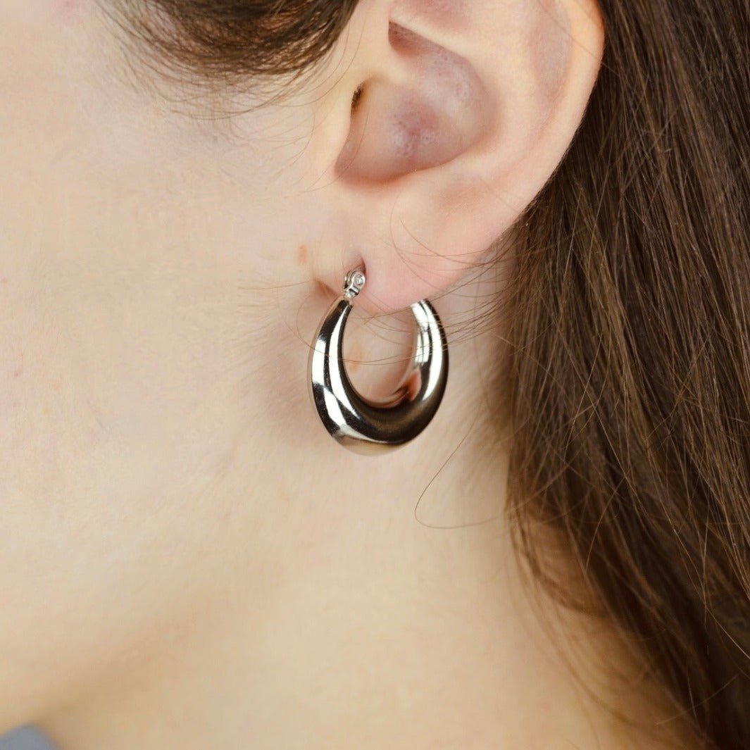 "Selene" - Charm Chunky Hoop Earrings - Aella Design Jewelry